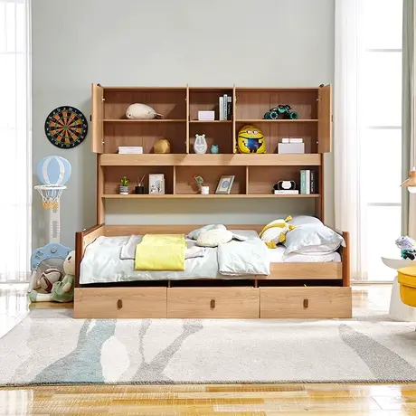 全友家居青少年衣柜床一体榻榻米落地床多功能储物床组合图片