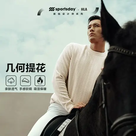 HLA/海澜之家sportsday荣耀马术针织衫2023秋季新圆领运动毛衣男图片