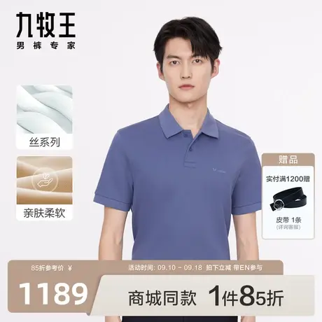 [冰丝]九牧王男装JT2C22827短袖T恤23夏新款商场同款凉感POLO衫EN图片
