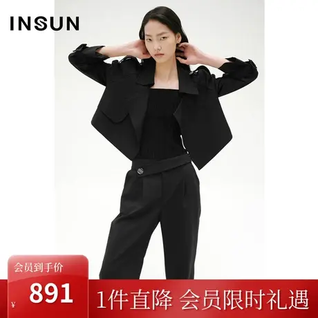 恩裳COVER2023早春新款气质截短式风衣外套内搭收腰连衣裙图片