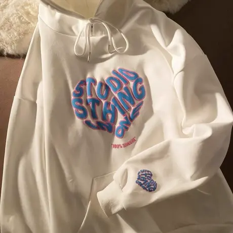 vintage卫衣女chic港味上衣宽松韩版bf慵懒风春秋薄款连帽外套ins图片