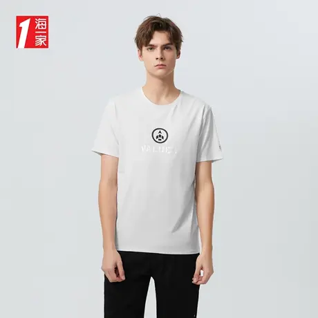 海一家简约印花短T新款舒适圆领休闲时尚男士短袖T恤商品大图