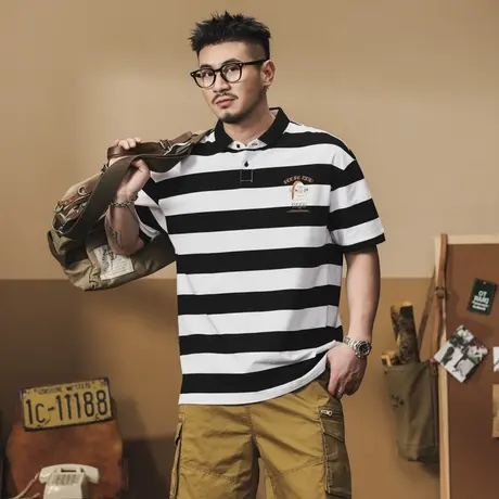 夏季薄款休闲大码POLO衫宽松男装时尚潮流男士百搭纯棉圆领百搭商品大图