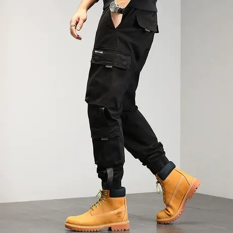 冬束脚休闲裤男宽松ins潮牌2022春秋新款简约哈伦束脚休闲工装裤商品大图