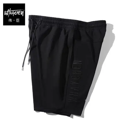 伟臣潮牌大码男装夏季字母刺绣短裤男胖子加肥加大宽松透气运动裤商品大图