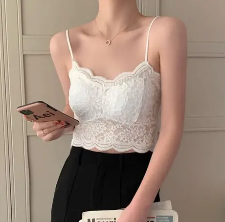 蕾丝抹胸内衣女装打底防走光白色内搭吊带背心聚拢裹胸式上衣夏季商品大图