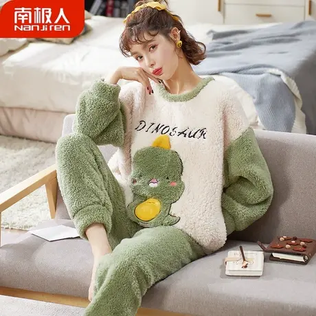 珊瑚绒睡衣女款冬季2023新款加绒加厚冬天法兰绒萌龙家居服秋冬款商品大图