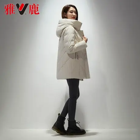 雅鹿短款羽绒服女小个子时尚2022冬季新款连帽保暖宽松休闲短外套商品大图