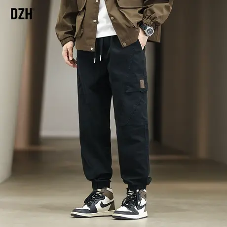 男士黑色裤子男款美式高街秋季潮牌休闲工装裤束脚2023新款哈伦裤商品大图