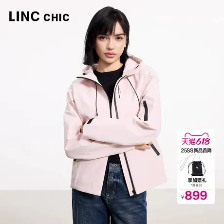 LINC金羽杰2025年春季新款连帽外套都市轻机能夹克外套女户外穿搭商品大图