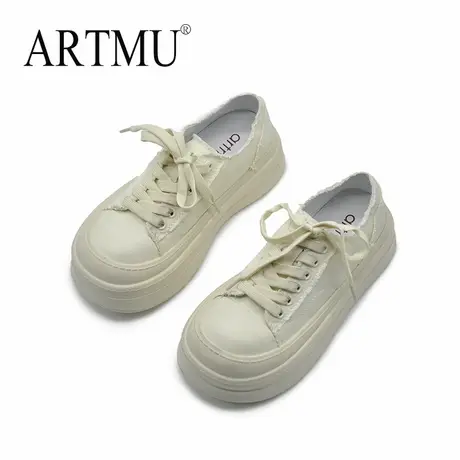 Artmu阿木厚底小白鞋女鞋2025新款增高配阔腿裤鞋子透气帆布板鞋图片