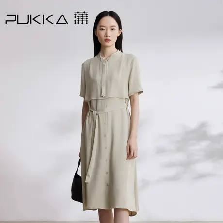 Pukka蒲牌原创小众设计轻奢100桑蚕丝文艺气质A摆真丝连衣裙女图片