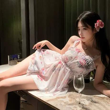 霏慕睡衣性感吊带睡裙女款情侣趣味夏款高级感纯欲风床上诱惑7809商品大图