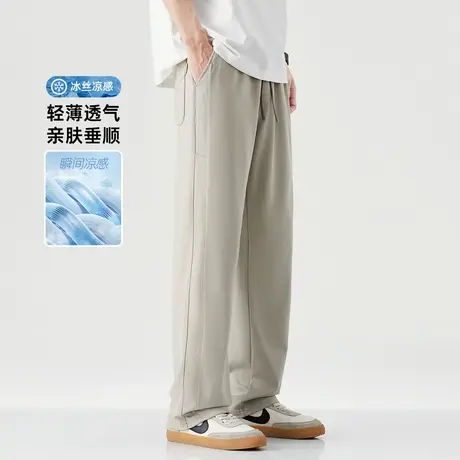 hansca凉感轻薄冰丝休闲裤男2025夏季宽松垂感卫裤直筒运动长裤子商品大图