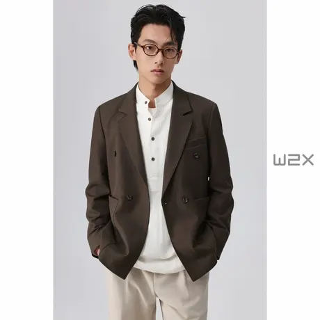 w2x春秋款斜纹肌理休闲西装男高级感痞帅小西服青年单西上衣外套商品大图