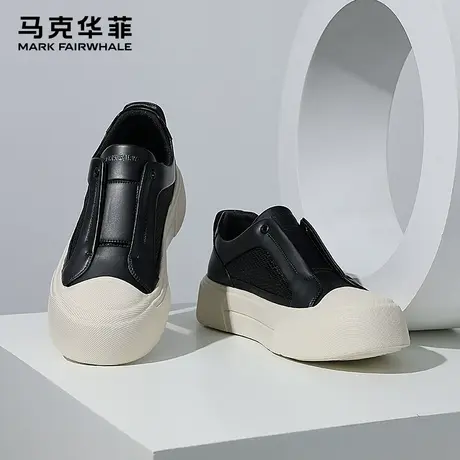 马克华菲板鞋男款2025新款一脚蹬男鞋潮流百搭厚底网面透气休闲鞋商品大图