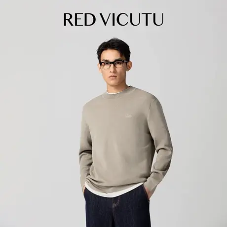 VICUTU威可多男长袖针织衫秋季舒暖亲肤时尚圆领商务休闲百搭毛衣图片