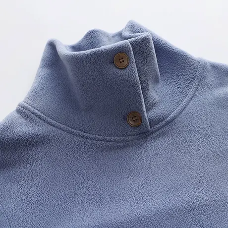 摇粒绒立领卫衣打底衫女加厚护颈套头翻领纽扣图片