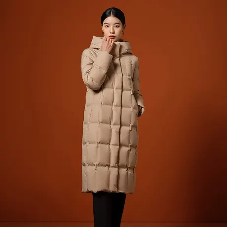 【奥莱清仓】坦博尔官方羽绒服女冬季长款连帽鹅绒服商务保暖外套图片