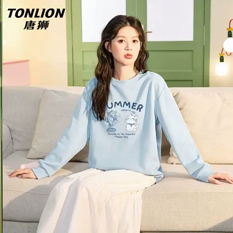 唐狮圆领卫衣外套女2026新款爆款女款宽松显瘦休闲无帽套头上衣VB图片