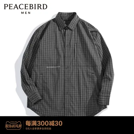 太平鸟男装 格子衬衫男休闲宽松格纹衬衣潮B2CHC3166商品大图