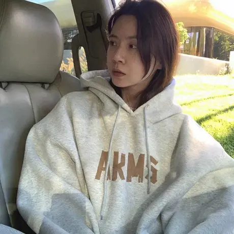 oversize卫衣女2023新款秋冬季小个子韩系慵懒风连帽加绒加厚外套商品大图