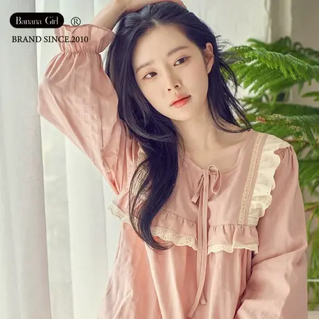 Bananagirl情侣睡衣女士春秋长袖纯棉大码两件套家居服男高级感新商品大图