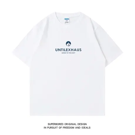 夏季ins港风简约字母印花纯棉短袖t恤男潮牌纯棉宽松休闲半袖体恤商品大图