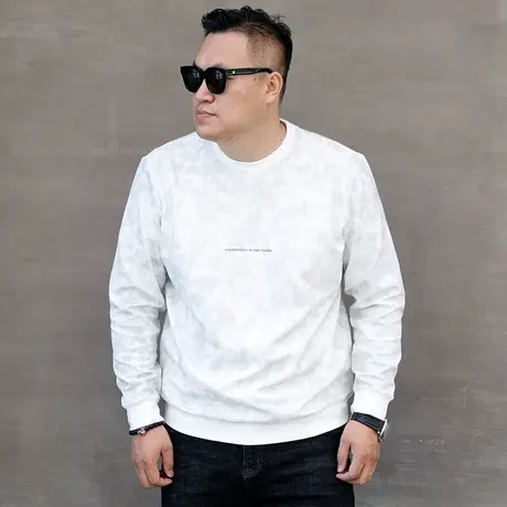 大依无忧秋春新款轧染韩版大号潮胖子加肥加大码男款圆领长袖卫衣商品大图