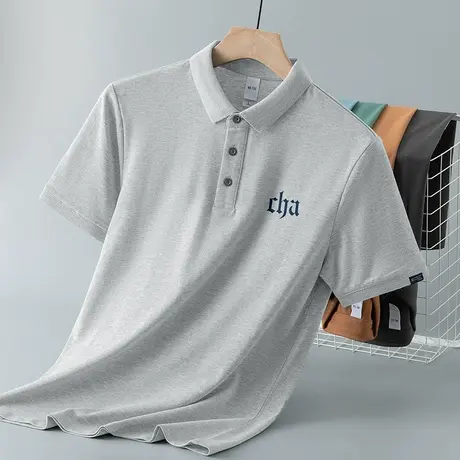 夏季短袖t恤男士polo衫潮牌翻领保罗上衣服冰丝凉感半袖有领体恤商品大图