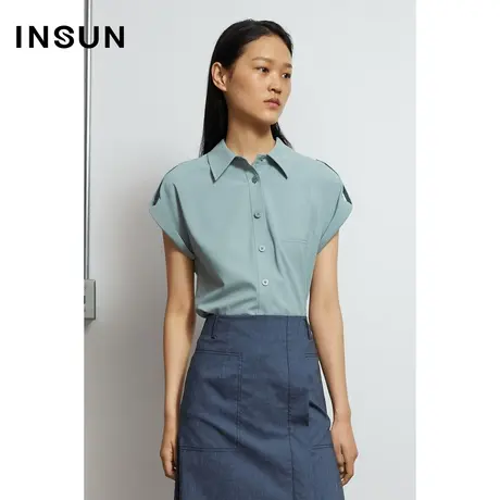 恩裳春季秋季莫兰迪都市轻无袖衬衫图片