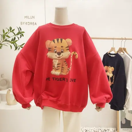 本命年老虎上衣2022早春新款韩国东大门洋气宽松休闲卫衣大码欧货商品大图