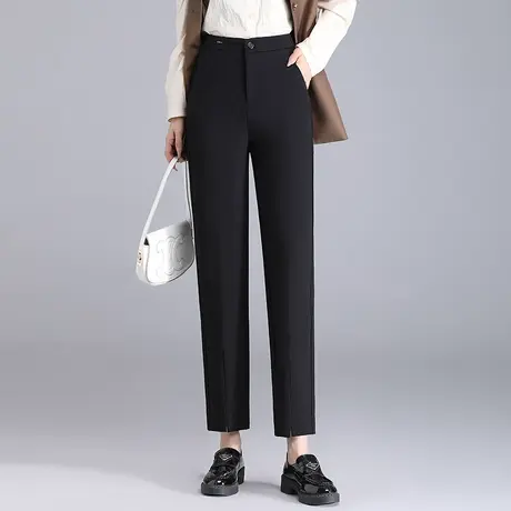 时尚小西裤女2023秋季新款小个子高腰垂感韩版显瘦休闲黑色九分裤商品大图