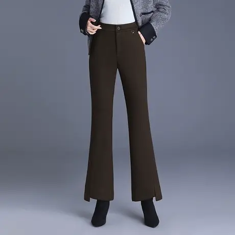 时尚高腰加厚微喇裤女2023秋冬新款显瘦修身韩版喇叭长裤休闲裤子商品大图