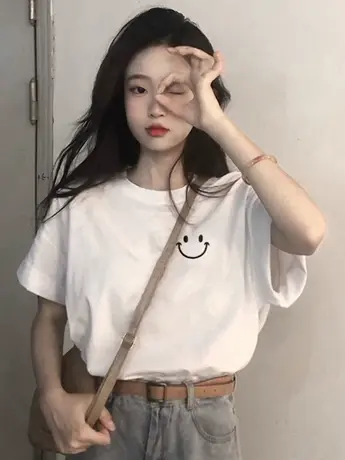 美式复古仿棉短袖t恤女2023新款夏季小众设计感独特别致洋气上衣商品大图