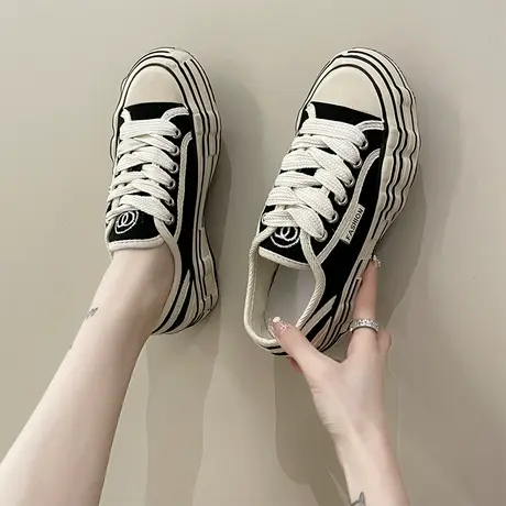 帆布鞋女厚底溶解鞋2024年新款ins潮女鞋百搭休闲板鞋松糕小白鞋图片