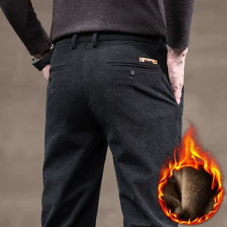 冬季抓绒加厚西装西裤秋冬款男士加绒裤2024新款保暖抗寒休闲裤子商品大图