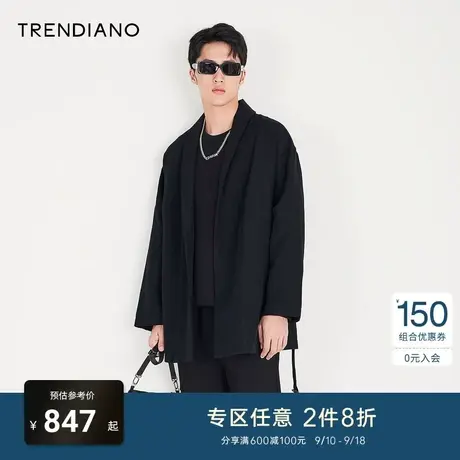 TRENDIANO官方男装冬季新款羊毛毛呢大衣外套男商品大图