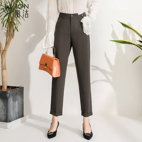 丽洁女裤高腰西装裤女九分职业直筒裤春秋新款宽松休闲西裤哈伦裤商品大图