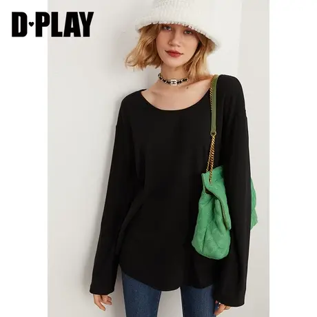 DPLAY秋装新休闲宽松圆领黑色保暖长袖T恤图片