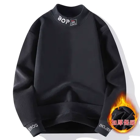 高档奥粒绒男士加绒加厚长袖T恤衫加肥加大码卫衣双面绒打底小衫商品大图