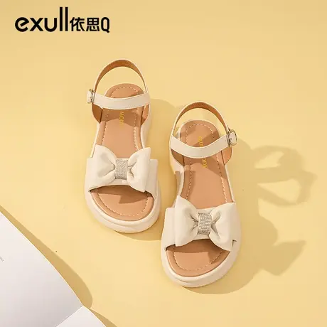 依思q平底孕妇凉鞋女夏2024新款仙女风松糕软底蝴蝶结外穿沙滩鞋商品大图