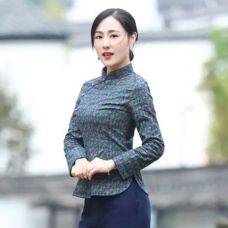 筠雅唐装女中国风改良旗袍上衣古典年轻款2022年春季茶服中式女装商品大图