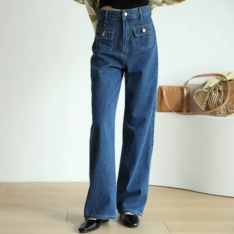 2023年夏季新款高腰阔腿牛仔裤女显瘦垂感直筒拖地宽松裤子商品大图