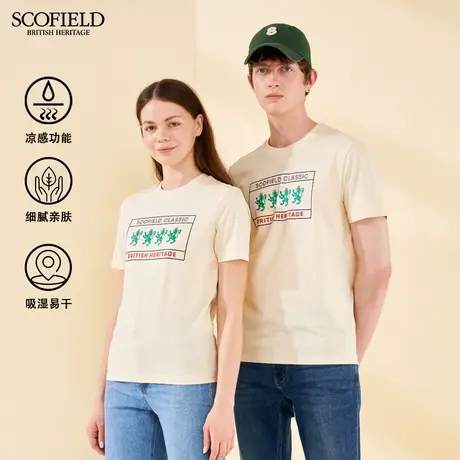 直播间专享SCOFIELD 男T恤商场同印花T恤衫长绒棉圆领短袖商品大图