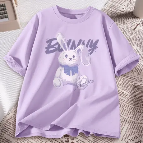 短袖t恤女2023年夏季新款上衣设计感小众女圆领宽松纯棉半袖衣服商品大图