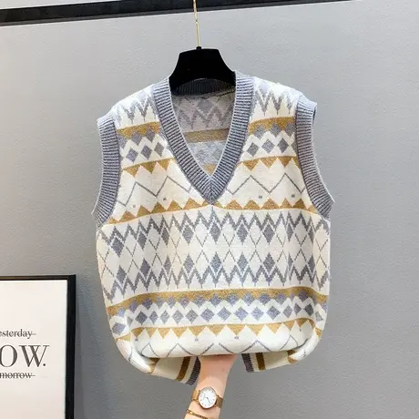 春装新款马甲背心针织女士无袖毛衣外穿时尚外搭马夹韩版洋气外搭商品大图