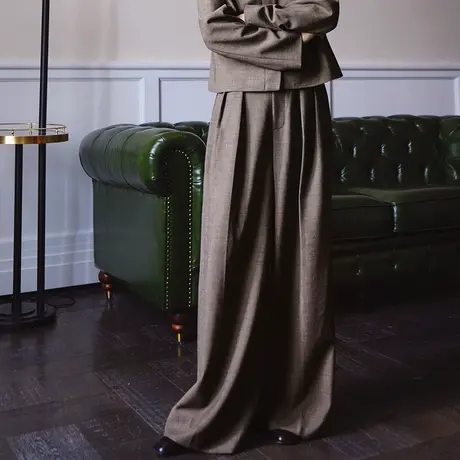 毛呢裤子高腰显瘦休闲裤秋装女2023年新款直筒裤子羊毛西装裤长款图片