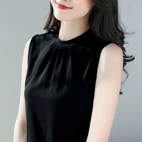 黑色无袖t恤女外穿韩版修身显瘦内搭背心百搭洋气短款大码打底衫商品大图