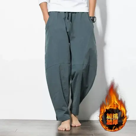 夏季薄款休闲裤宽松男哈伦裤中国风男士灯笼裤九分裤唐装长裤图片